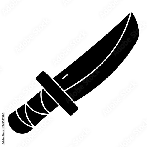  Black Tactical Combat Knife Silhouette Vector for Outdoor Adventure Use