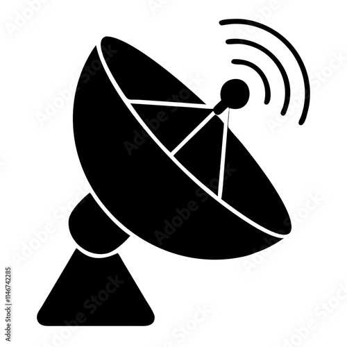  Satellite Dish with Signal Waves for Communication and Broadcasting Vector