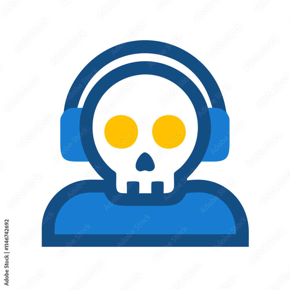 Skull Headphones Vibrant Vector Art for Music and Technology Themes Skull Headphones Vibrant Vector Art for Music and Technology Themes
