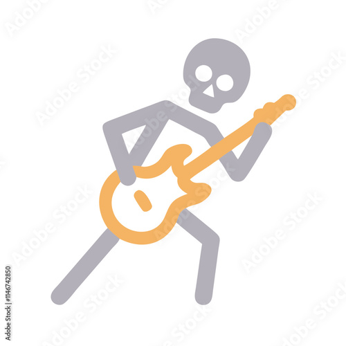  Skeleton Playing Electric Guitar Vector Halloween Music Concept