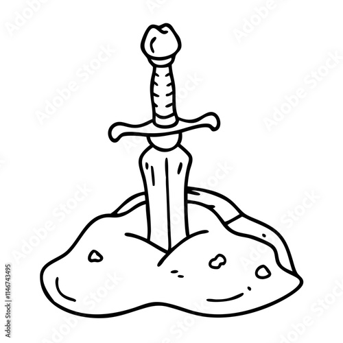  Legendary Sword in Stone Vector Illustration Symbolizing Power and Myth