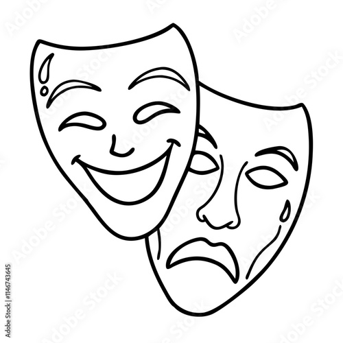  Theater Comedy and Tragedy Masks Vector Illustration Symbolizing Drama Arts