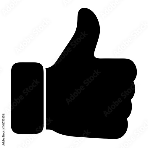  Black Thumbs Up Hand Gesture for Approval and Positive Feedback