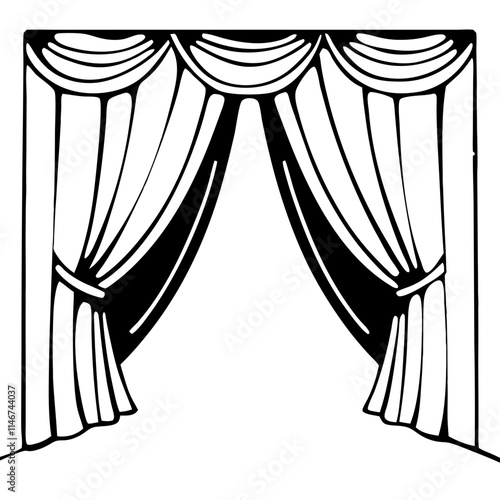  Elegant Theater Curtains Silhouette Vector Illustration for Venue Design