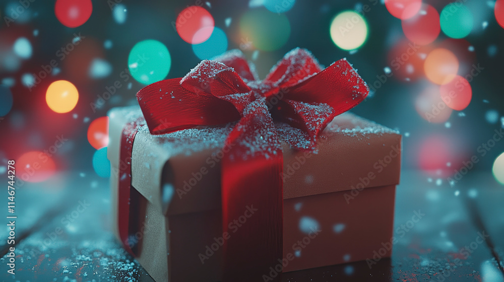 Vibrant Red Ribbon Bow with Christmas Themes Vibrant Red Ribbon Bow with Christmas Themes