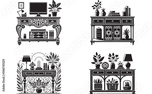 A set of Consol Table Silhouette