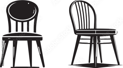 black and white chairs silhouette