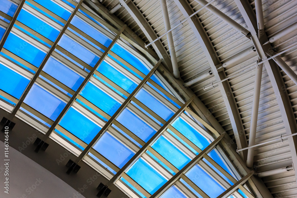 Fototapeta premium A large, open space with a blue roof