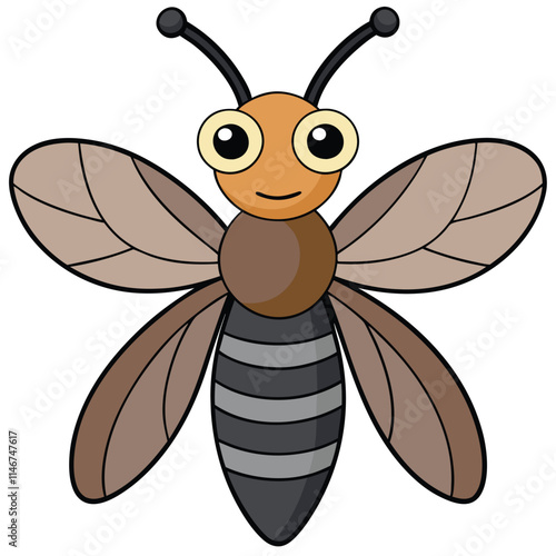 Stonefly insect flat vector illustration on white background