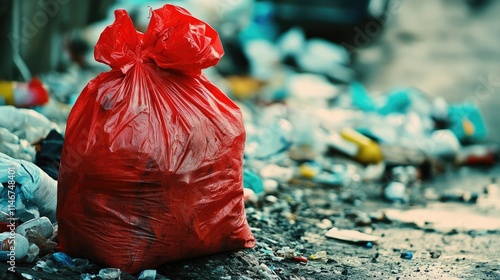 nfectious waste must be disposed of in the trash bag and red.Waste infections in hospitals.photo boxes at the hospital. shows a lot of medical waste.infectious wastes in red bag photo