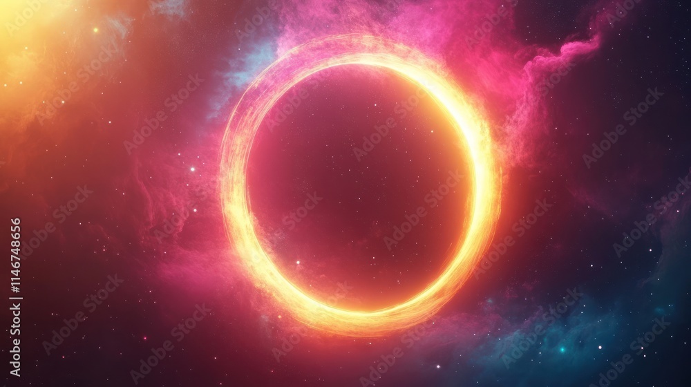 Glowing ring in vibrant nebula. Glowing ring in vibrant nebula.