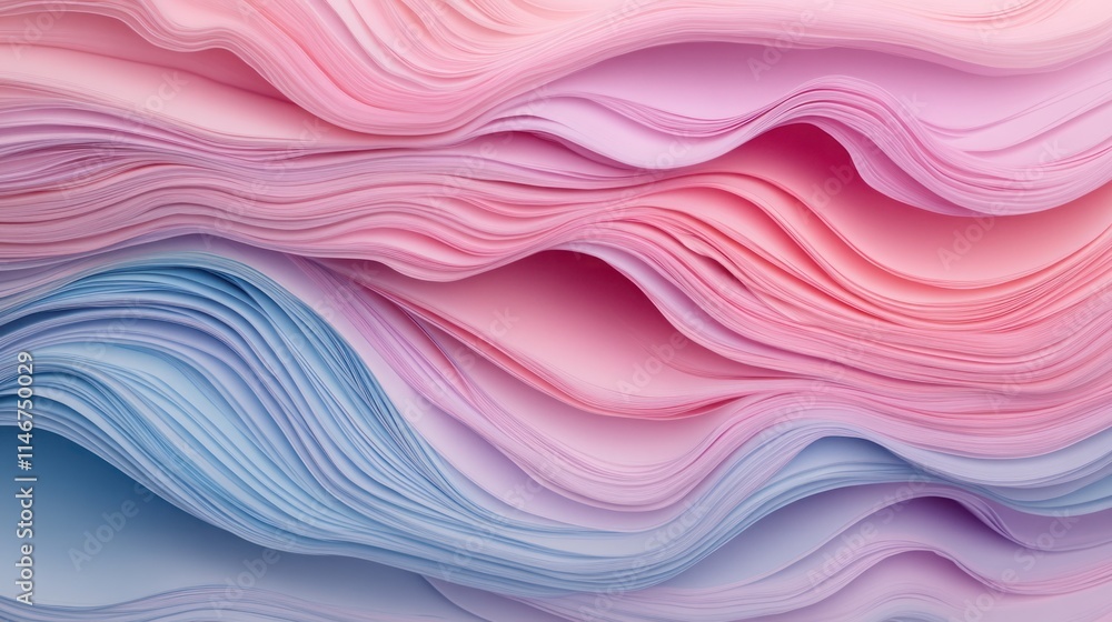 Obraz premium Abstract layered paper texture in soft pink and blue hues, creating a calming and artistic background suitable for various creative projects and digital media.