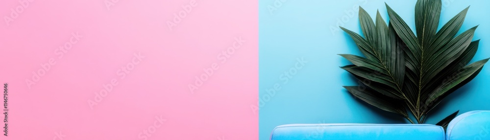 Modern Interior Design Featuring Bright Pink and Blue Walls with Leafy Green Plant and Soft Sofa for Contemporary Home Decor and Aesthetic Inspiration Modern Interior Design Featuring Bright Pink and Blue Walls with Leafy Green Plant and Soft Sofa for Contemporary Home Decor and Aesthetic Inspiration