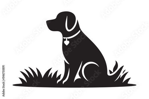 Dog quotes icon silhouette illustration with white background.