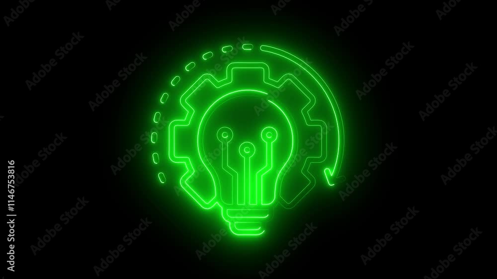 Modernization icon animation by green color neon on black background. Modernization icon animation by green color neon on black background.