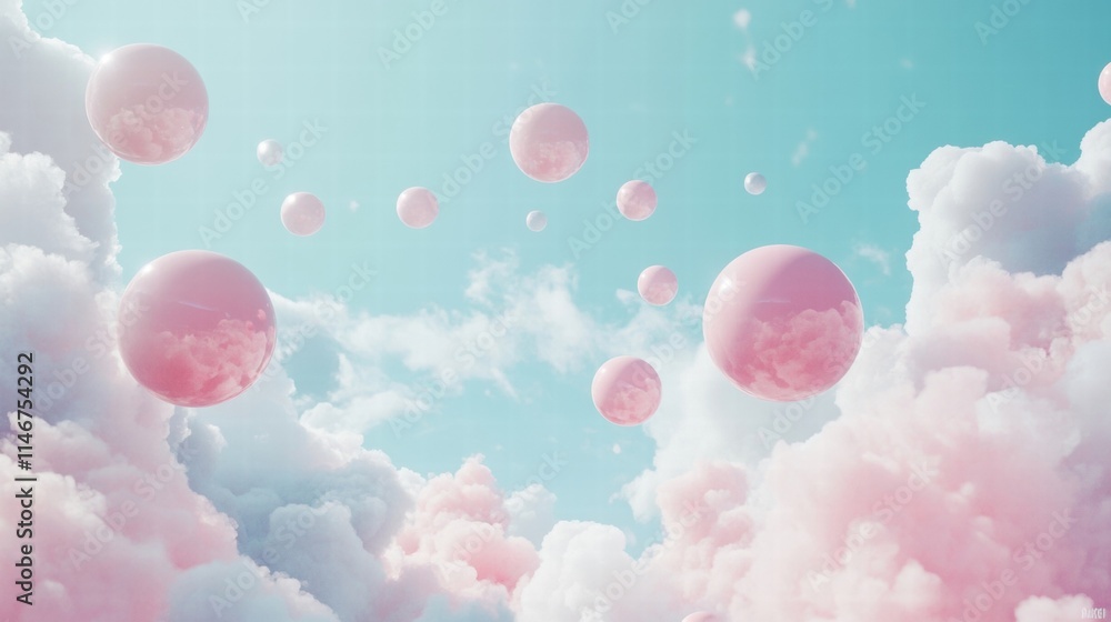 Fototapeta premium pastel pink bubble dreamland sky cloudscape fantasy art