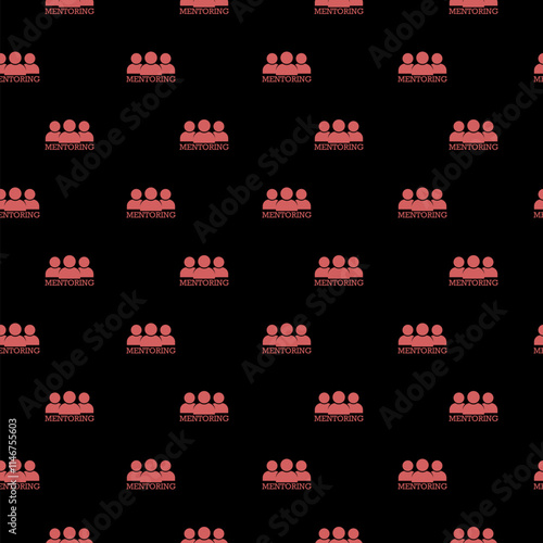 Mentoring icon seamless pattern isolated on black background