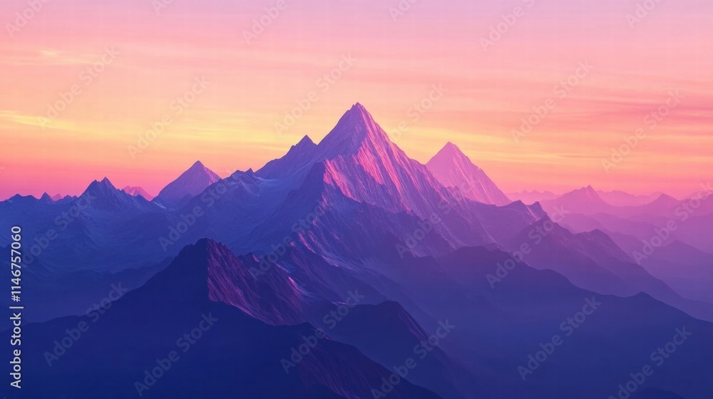 Fototapeta premium serene sunset mountain landscape