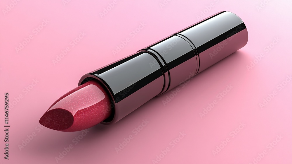 Red lipstick on pink background. Red lipstick on pink background.
