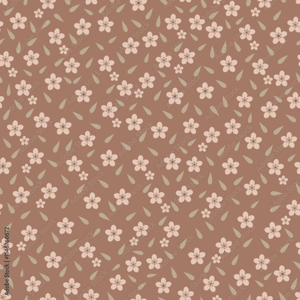 Floral Seamless Pattern. Surface Design of Scandinavian flowers and leaves Floral Seamless Pattern. Surface Design of Scandinavian flowers and leaves