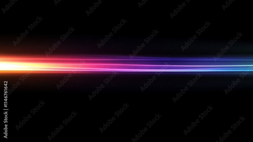Fototapeta premium Abstract glowing ray light overlay on a black background, soft and smooth light beams with a gradient effect