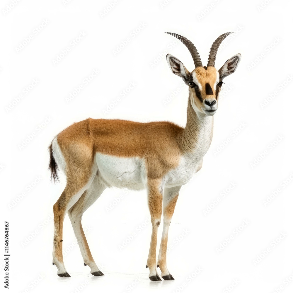 Slender horned gazelle, gazella leptoceros, standing still on white background Slender horned gazelle, gazella leptoceros, standing still on white background