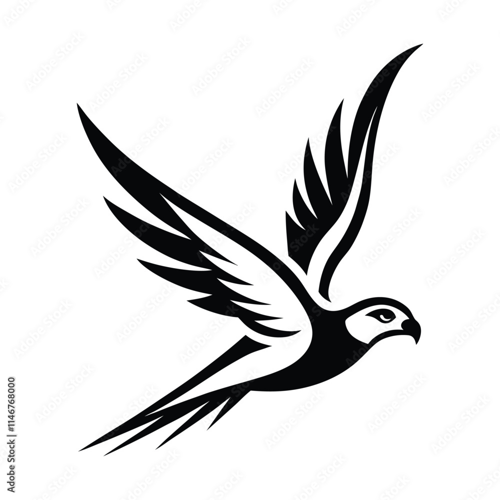Obraz premium silhouette of flying bird premium quality logo vector illustration on white background 