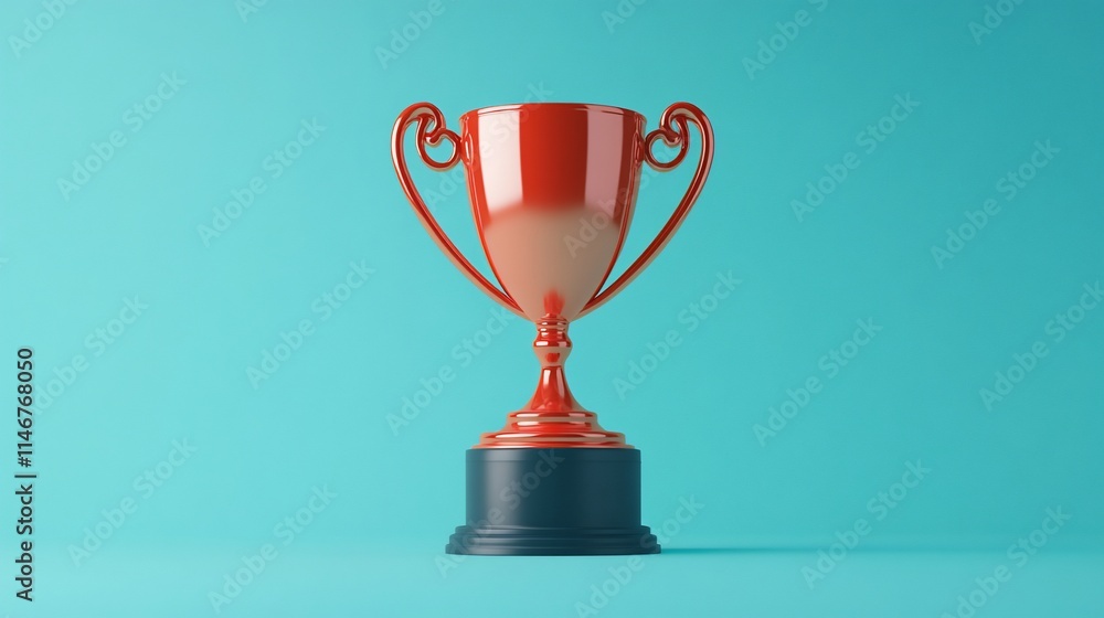 Red trophy on blue background. Red trophy on blue background.