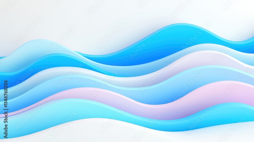 Abstract wavy patterns in soft blue and pink hues create a tranquil, modern aesthetic, perfect for backgrounds or design elements.
