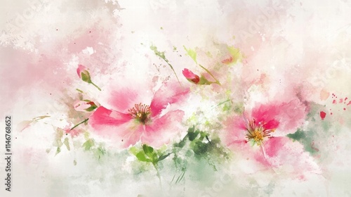 Fototapeta Naklejka Na Ścianę i Meble -  delicate pink watercolor flowers