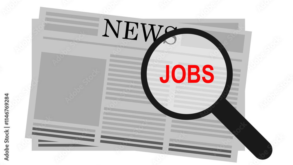 Jobs News, Newspaper Employement Advertisement Vector Illustration Jobs News, Newspaper Employement Advertisement Vector Illustration