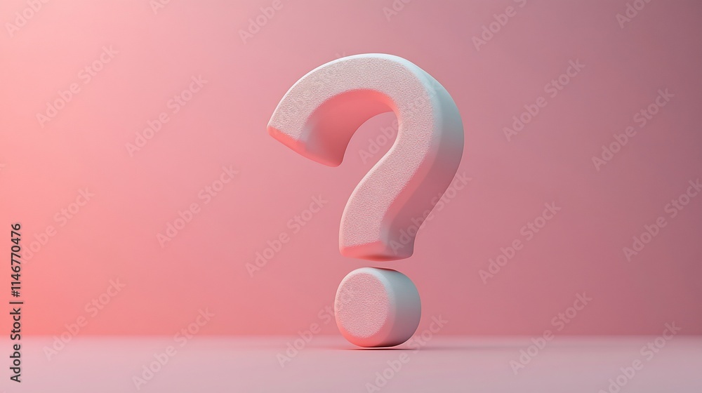 3D rendering of a white question mark on a pink background. 3D rendering of a white question mark on a pink background.