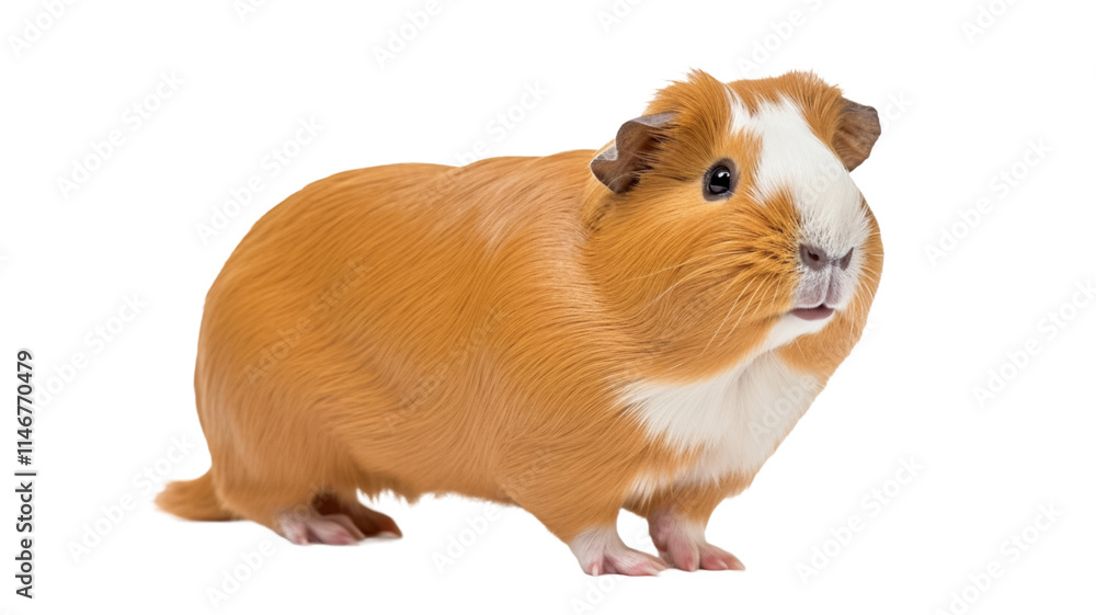 Fototapeta premium Guinea pig sitting isolated on transparent background PNG. 