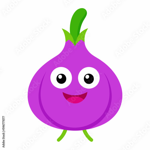 Adorable cartoon Garlic character with big eyes and smooth texture