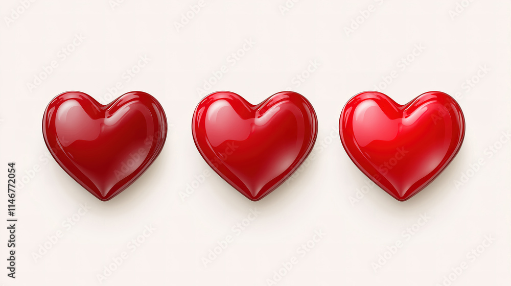 Fototapeta premium A collection of red heart shapes floating gently on a pastel backdrop for a festive Valentine's Day