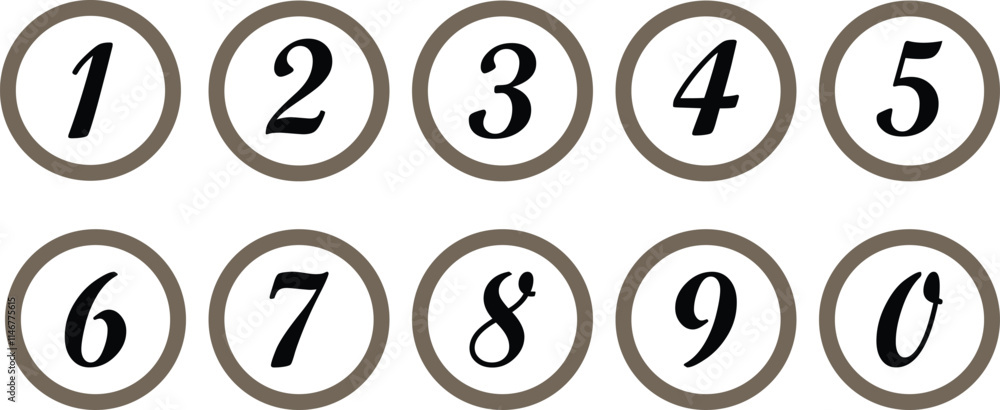 simple brown color bullet points stroke round number set from one to nine simple flat style the numbers on the brown circles are lined up number shown on a white background simple brown color bullet points stroke round number set from one to nine simple flat style the numbers on the brown circles are lined up number shown on a white background