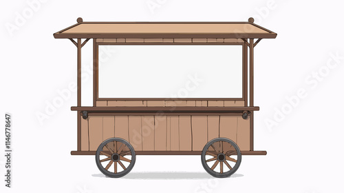 Professional Vector Illustration of a Food Cart with Blank Signage for Marketing photo