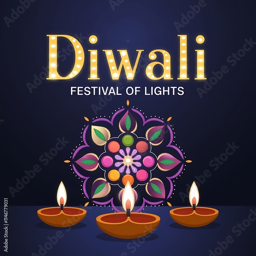 Diwali Festival Of Lights Celebrated With Lit Diyas photo