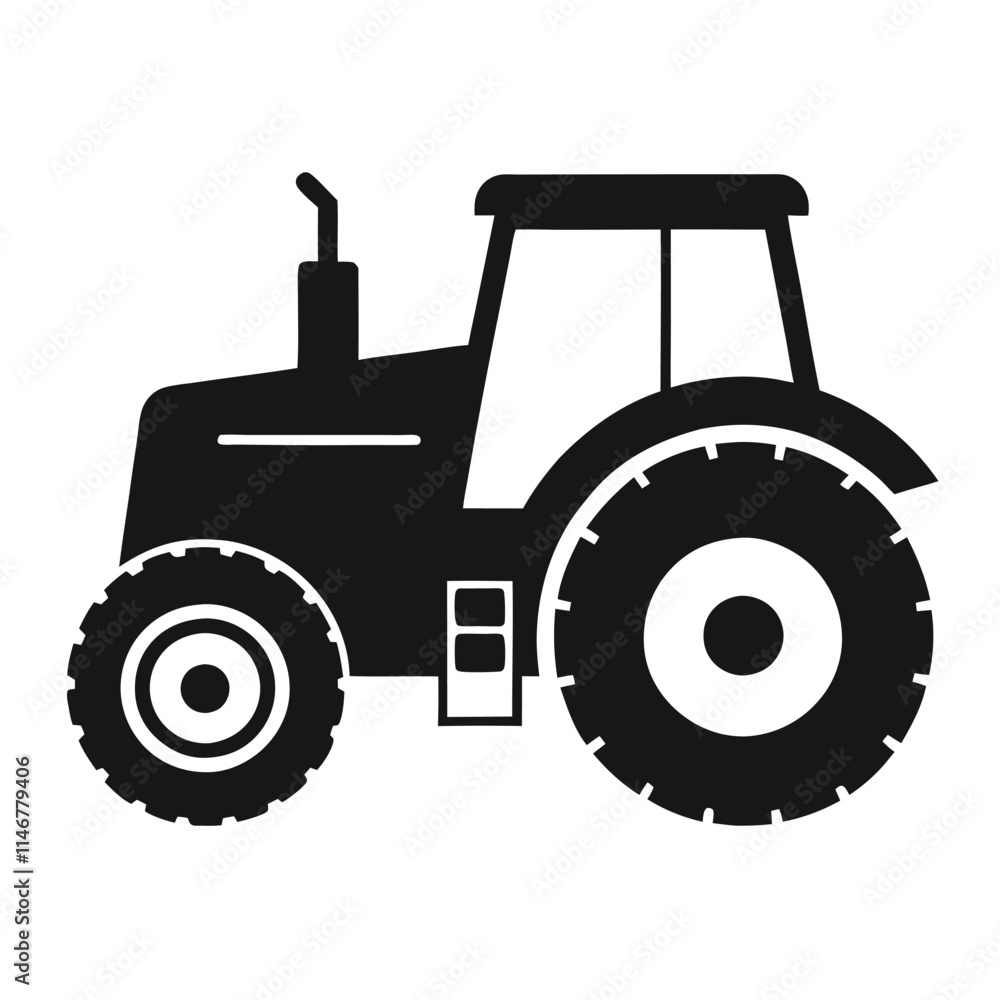 Obraz premium silhouette-of-a-tractor-with-white-background---a-.eps