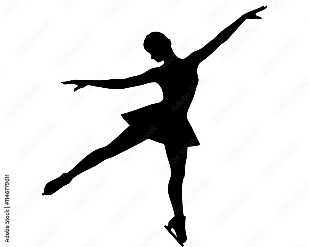 figure skater black silhouette vector with white background figure skater black silhouette vector with white background