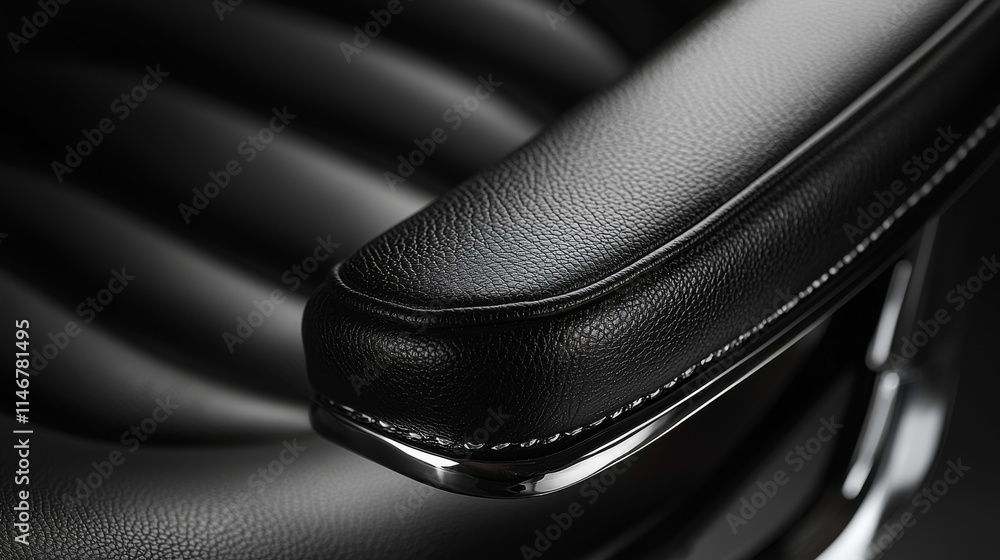 Black Leather Armrest with Detailed Texture
