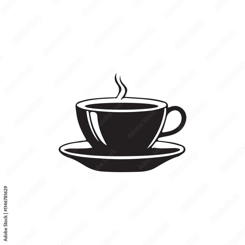 Tea cup vector illustration, Cup of Fresh Coffee. Flat Style. Decorative Design for Cafeteria, Posters, Banners, Cards Tea cup vector illustration, Cup of Fresh Coffee. Flat Style. Decorative Design for Cafeteria, Posters, Banners, Cards