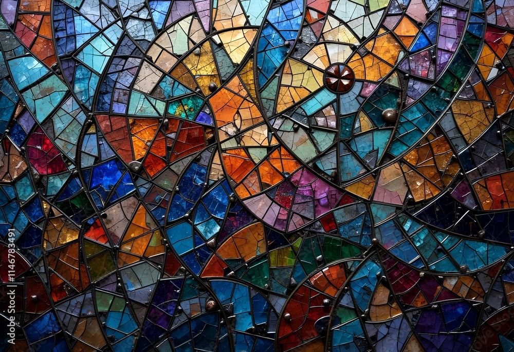 Vibrant Abstract Mosaic of Stained Glass Vibrant Abstract Mosaic of Stained Glass