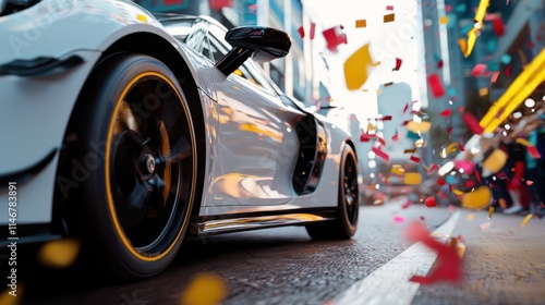 The car is the main focus of the image