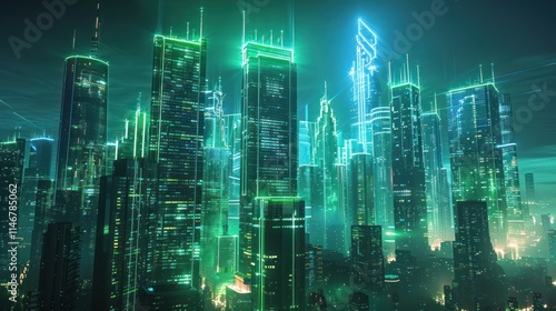 Neon Cityscape: A Futuristic Metropolis at Night