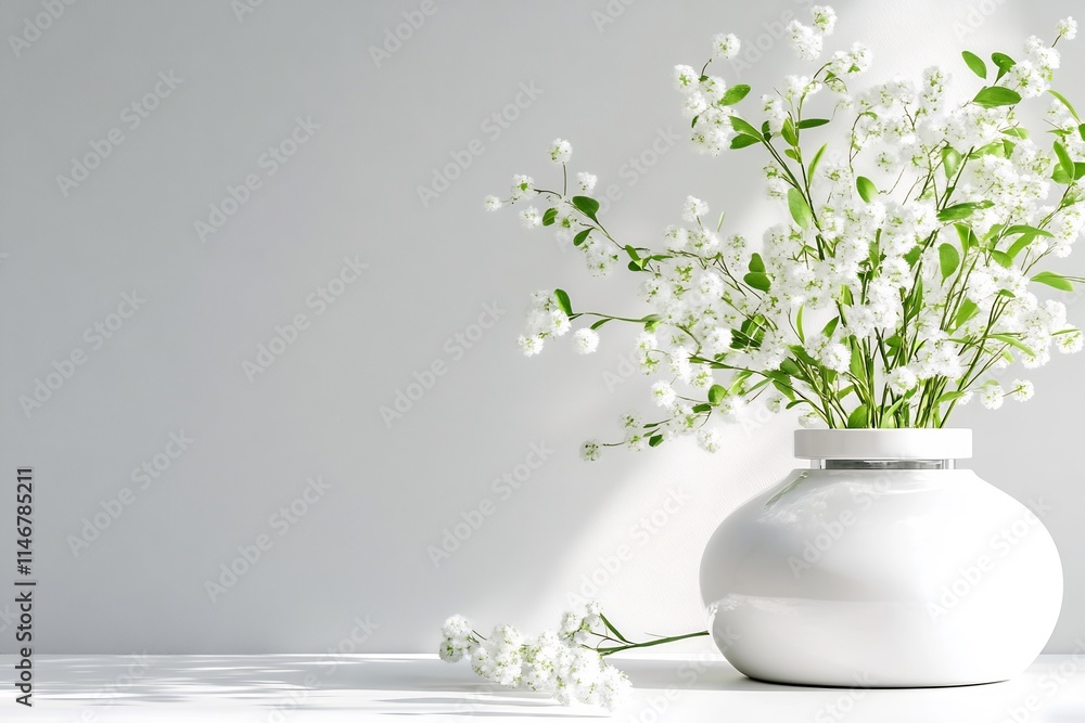 Serene White Flowers in a Modern Vase Serene White Flowers in a Modern Vase