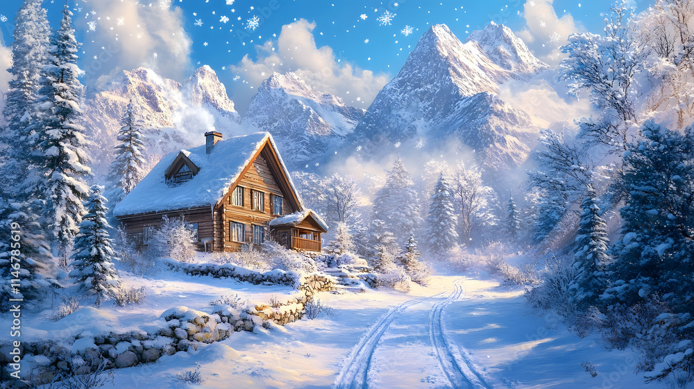 Winter Wonderland: Cabin in the Snowy Mountains Winter Wonderland: Cabin in the Snowy Mountains