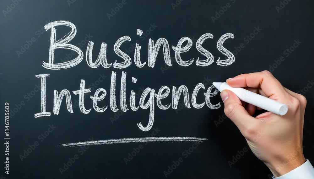 Hand holding white chalk writing Business Intelligence. Hand holding white chalk writing Business Intelligence.