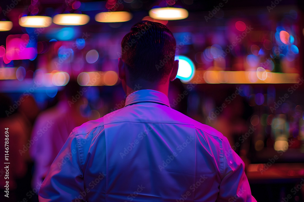Fototapeta premium Ai generated photography of young man bartender in bar