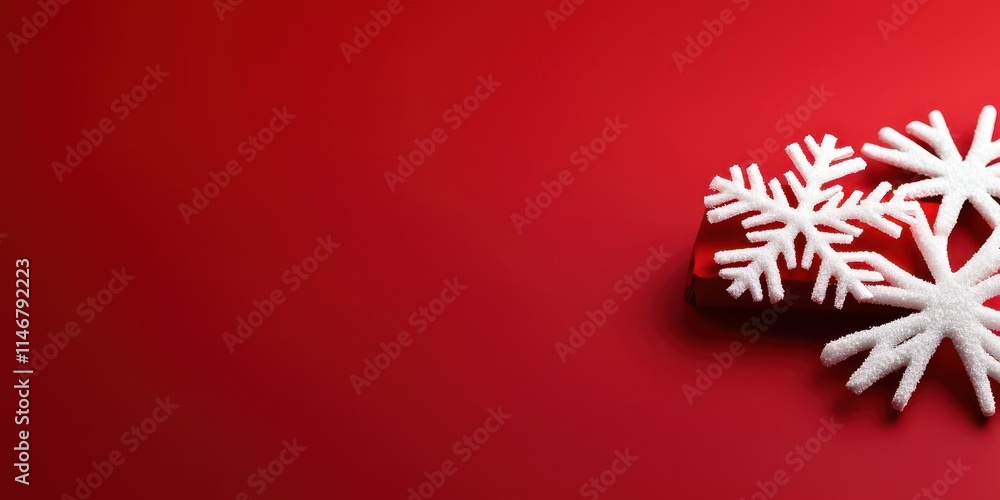 A festive red background with white snowflakes, perfect for holiday themes. A festive red background with white snowflakes, perfect for holiday themes.